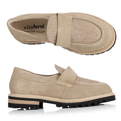 B-Ware VITAFORM Damen-Slipper Veloursleder Filzblatt