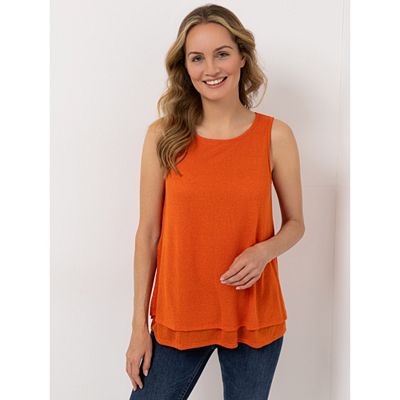 B-Ware KIM & CO. Top, doppellagig Leinen-Optik Jersey Rundhalsausschnitt