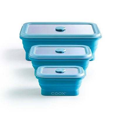 B-Ware COOX® Faltbare Silikondosen 250ml, 450ml, 1L Glasdeckel & -boden