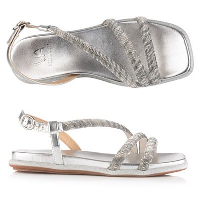 B-Ware VIA MILANO Damen-Sandale verstellbare Riemen Strass-Applikationen