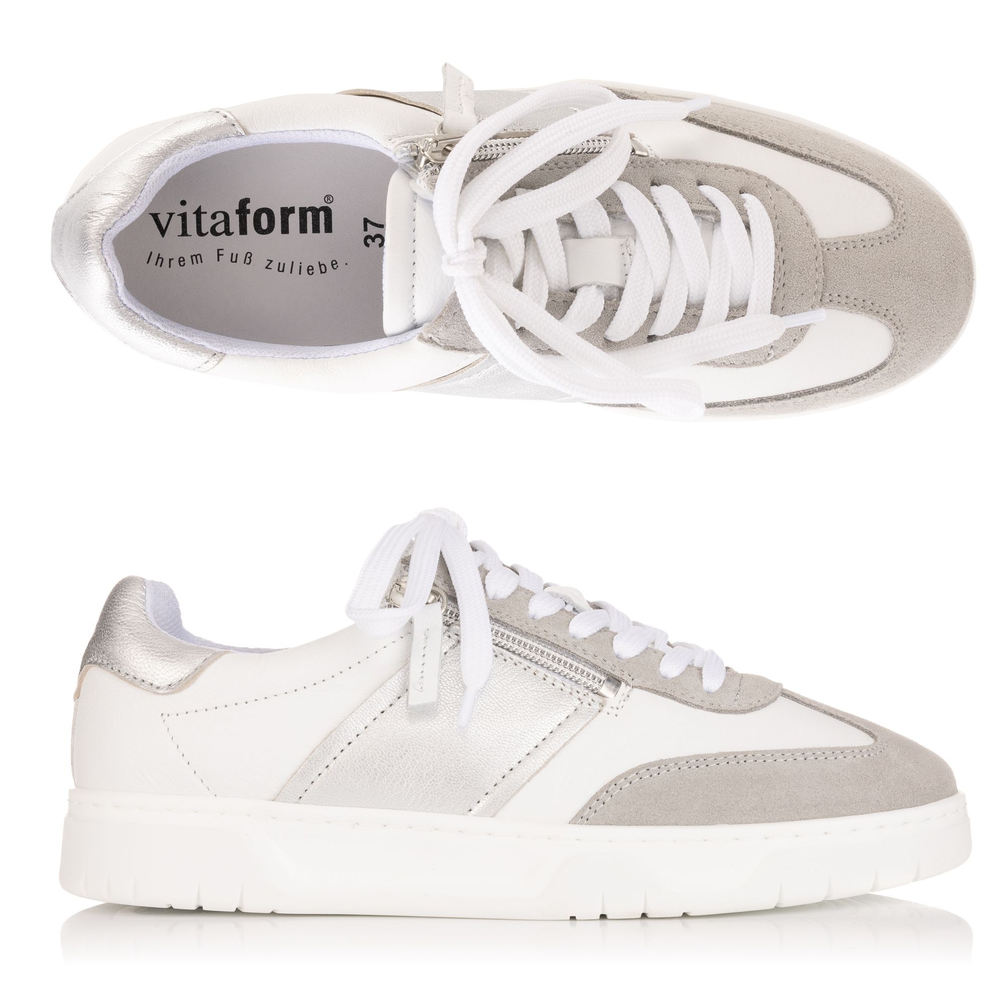 B-Ware VITAFORM Damen-Sneaker Nappa/ Veloursleder seitl. Reißverschluss