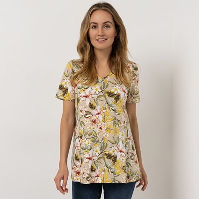 B-Ware KIM & CO. Longshirt, 1/2-Arm Brazil Knit Jersey ausgestellter Saum