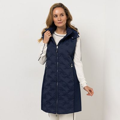 B-Ware STRANDFEIN Longweste Materialmix 2-Wege-Reißverschluss