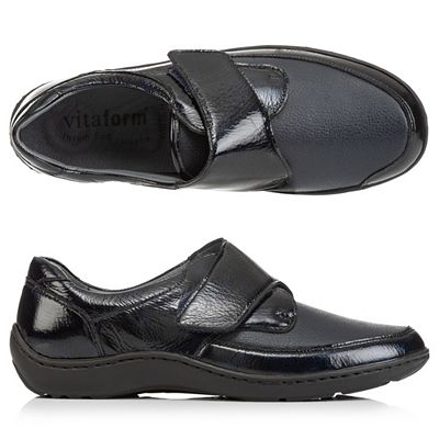 B-Ware VITAFORM Damen-Halbschuh Lackleder/ Stretch Klettverschluss