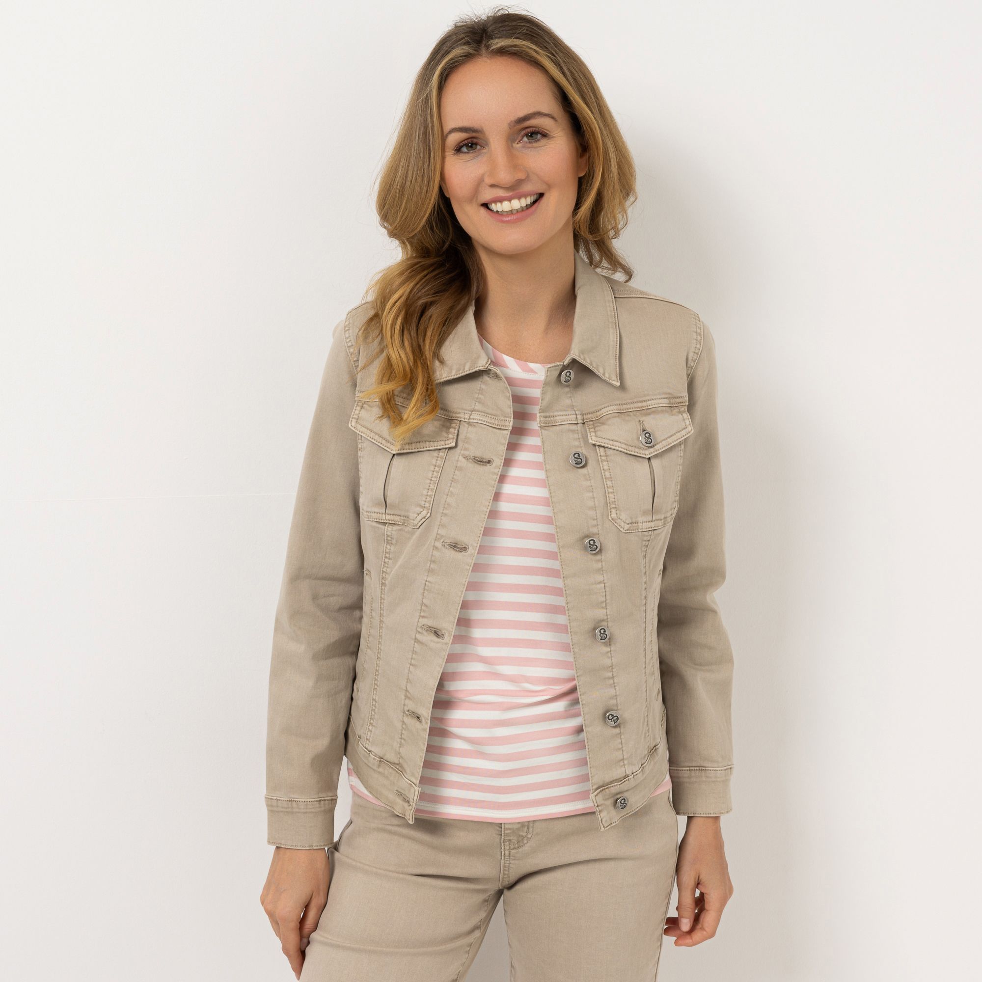 B-Ware STRANDFEIN Jeansjacke Brusttaschen gewaschener Effekt