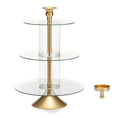 B-Ware ABELLA Casa Design-Etagere 3 Glas-Böden inkl. Deko-Zylinder