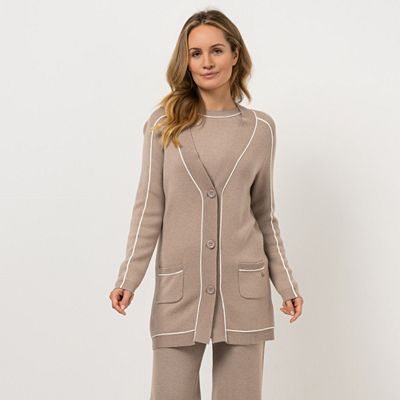 Thumbnail - B-Ware STRANDFEIN Longcardigan V-Ausschnitt Kontrastpiping