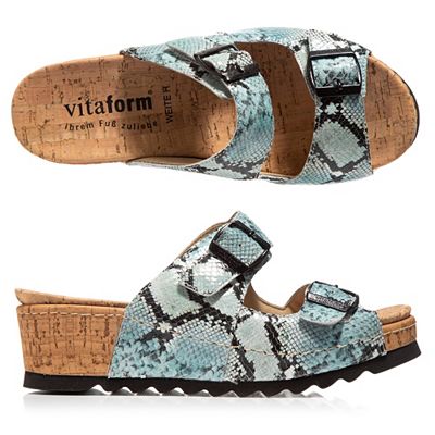 Thumbnail - B-Ware VITAFORM Damen-Pantolette Kalbsnappaleder Schlangenoptik