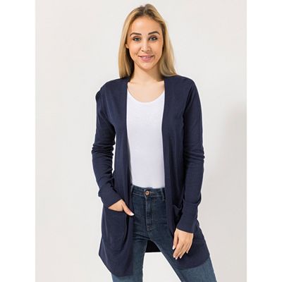 B-Ware VIA MILANO Longcardigan, 1/1-Arm offene Front aufgesetzte Taschen