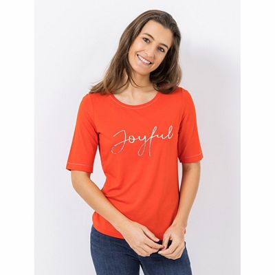 B-Ware EVA LUTZ Shirt, langer 1/2-Arm Rundhalsausschnitt Folien-Druck