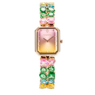 B-Ware THOMAS & SOHN Edelsteine 18,92ct Damenuhr Quarzwerk