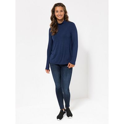 B-Ware KIM & CO. Shirt, 1/1-Arm Feinstrick-Optik Jersey, Stehkragen