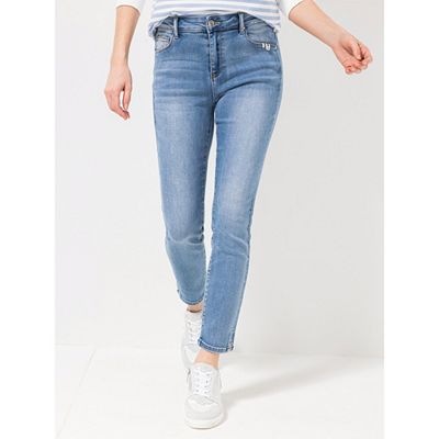 Thumbnail - B-Ware STRANDFEIN Jeanshose Sue Strassstein-Windrose knöchellang