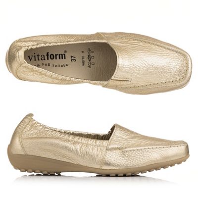Thumbnail - B-Ware VITAFORM Damen- Mokassin Hirschleder metallic