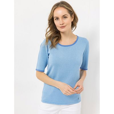 B-Ware STRANDFEIN Pullover, 1/2-Arm Rundhalsausschnitt Kontrastkanten