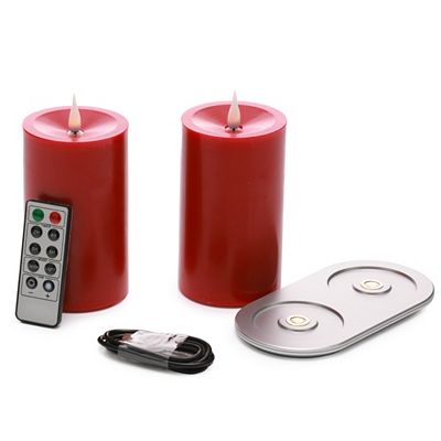 B-Ware ELAMBIA recharge 2 LED-Kerzen wiederaufladbar inkl. Lade-Basis