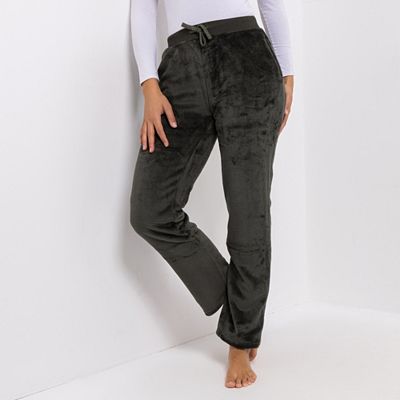 B-Ware MONT CHALET Damen-Hose uni Glitzerkordel Mikrofaser Chinchilla