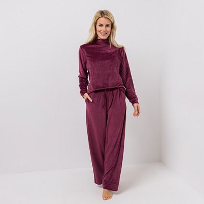 B-Ware MONT CHALET Damen-Hausanzug, 2tlg uni Mikrofaser Samtfell