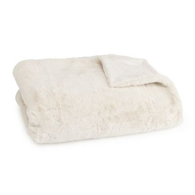 B-Ware MONT CHALET Plaid uni Lammfellimitat Mikrofaser-Rückseite