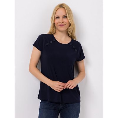 B-Ware KIM & CO. Shirt, 1/2-Arm Brazil Knit Jersey Zierknöpfe