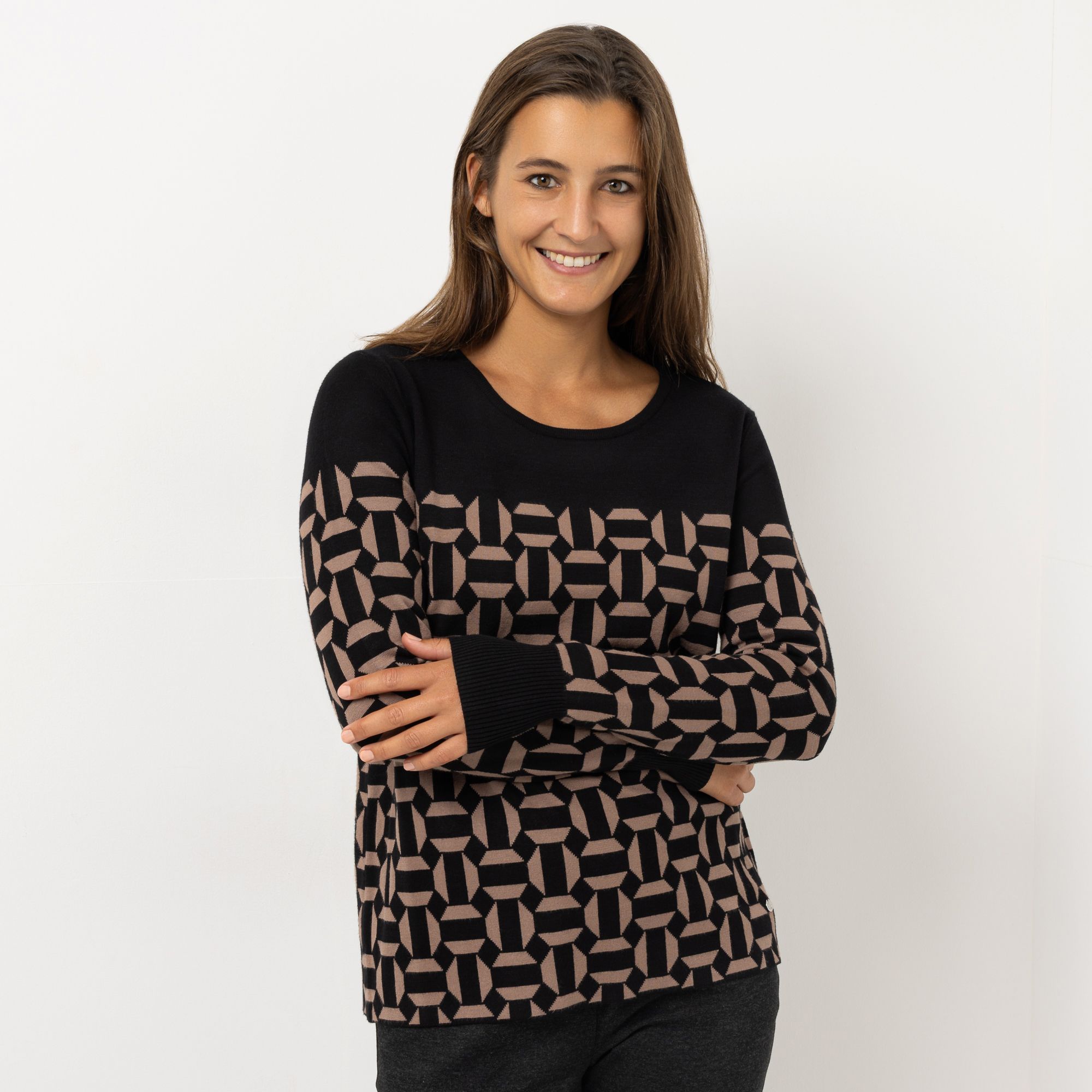B-Ware EVA LUTZ Pullover Rundhalsausschnitt Jacquardstrick