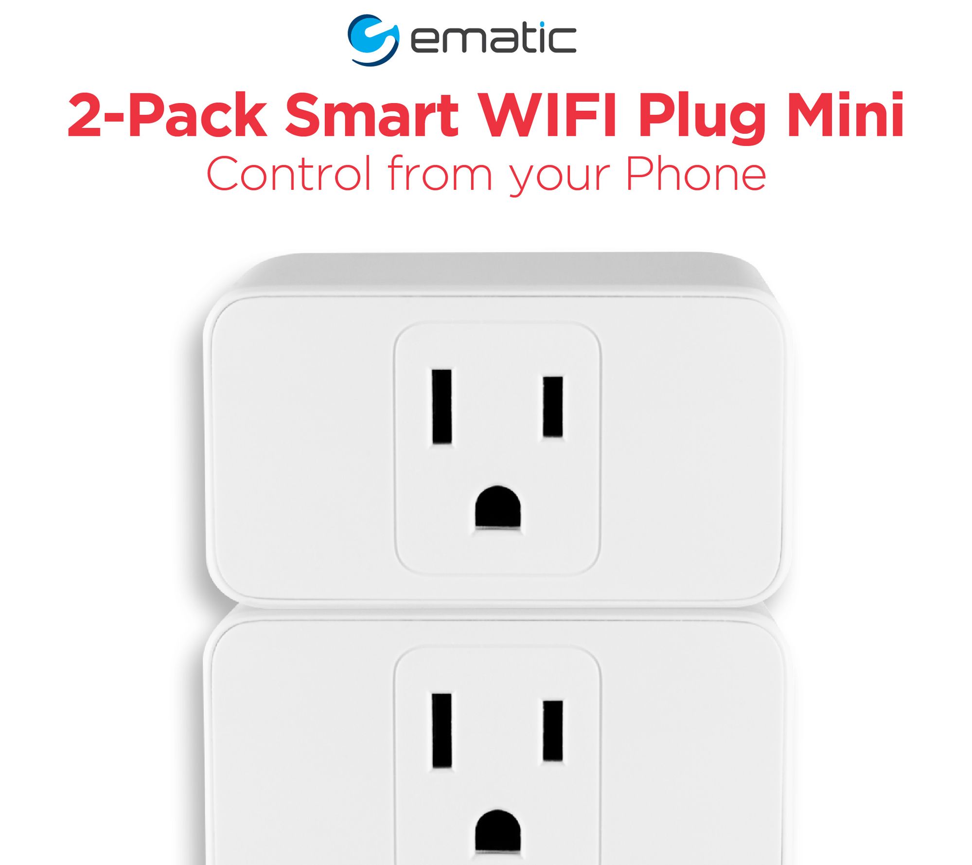 Ematic Wi Fi Smart Plug 2 Pack Qvc Com