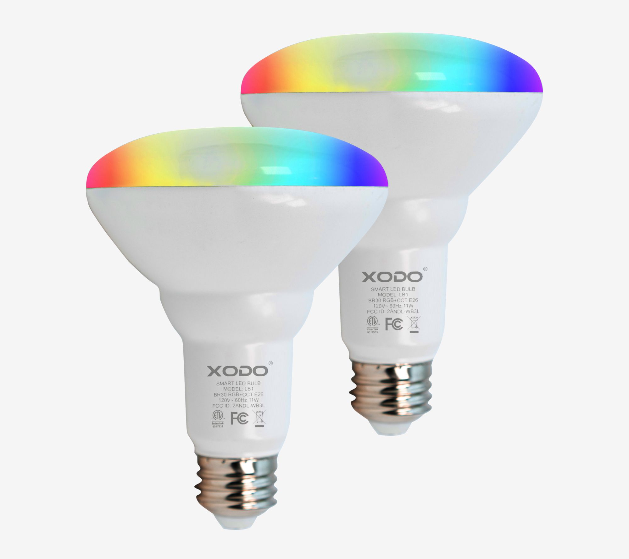 XODO Smart Floodlight LED Bulb 2-Pack Multi Col or WiFi E26 11W