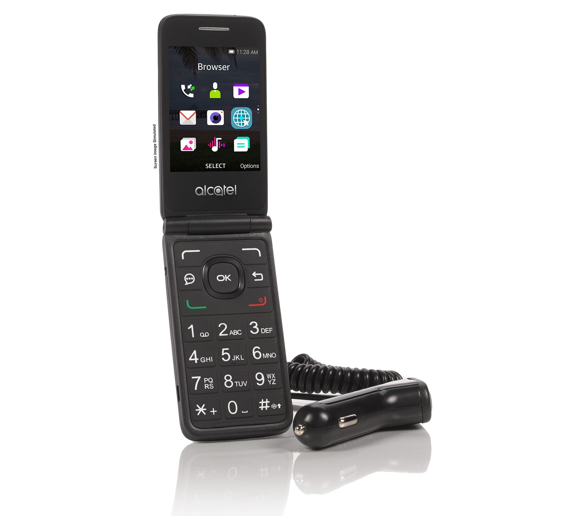 Alcatel My Flip Tracfone Flip Phone With Car Charger