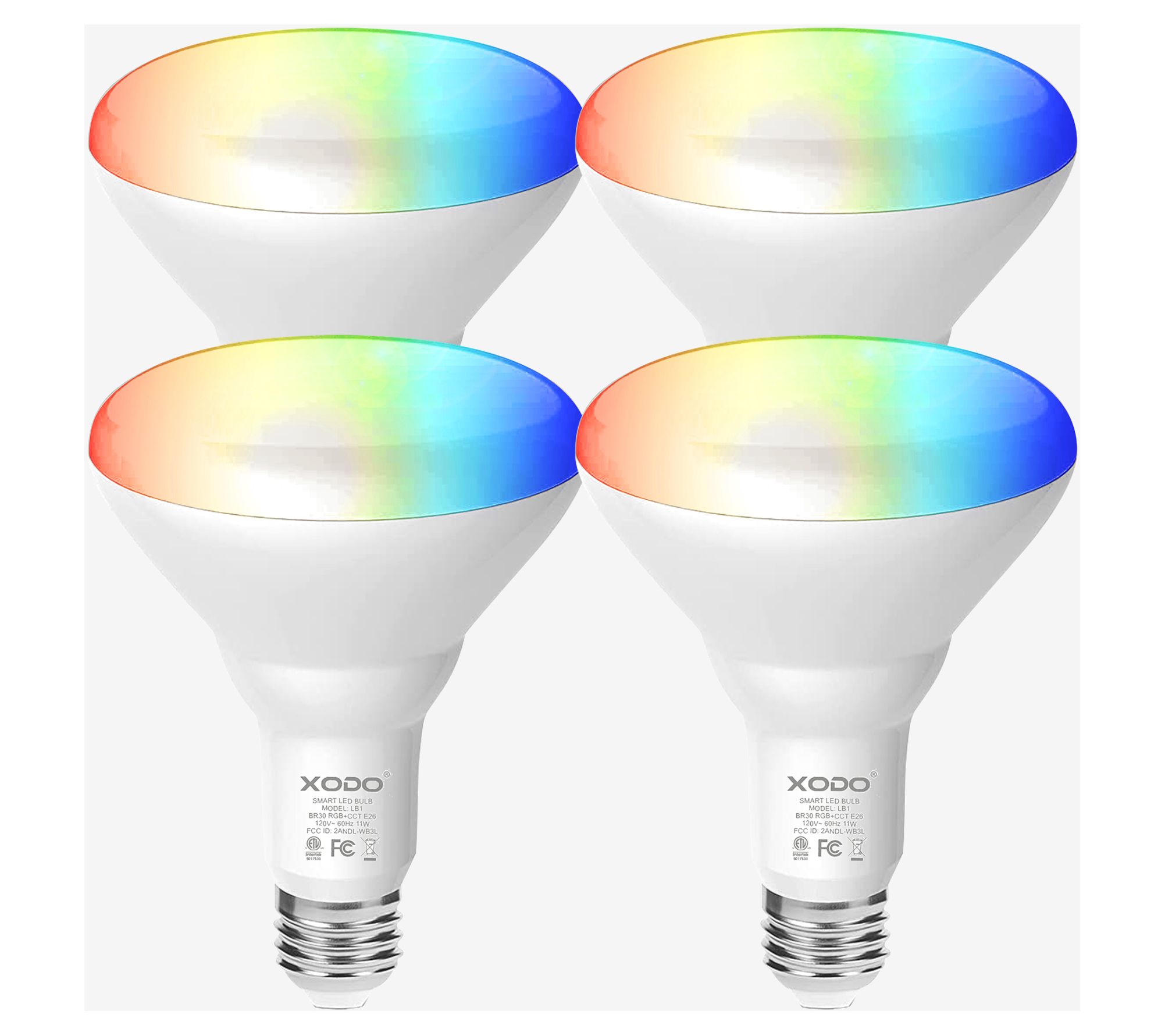 XODO Smart Floodlight LED Bulb 4-Pack Multi Col r WiFi E26 11W