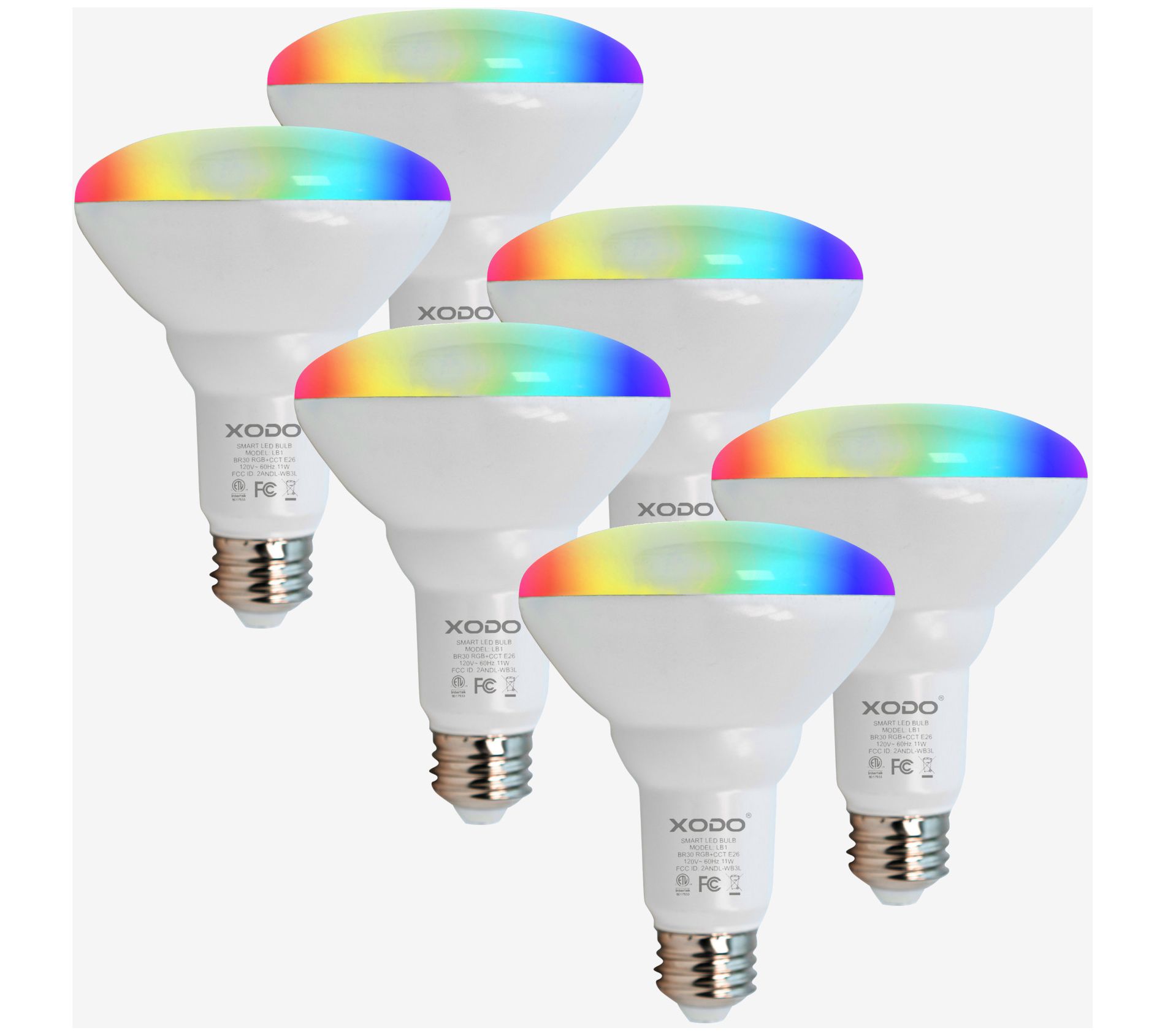 XODO Smart Floodlight LED Bulb 6-Pack Multi-Col or WiFi E26 11