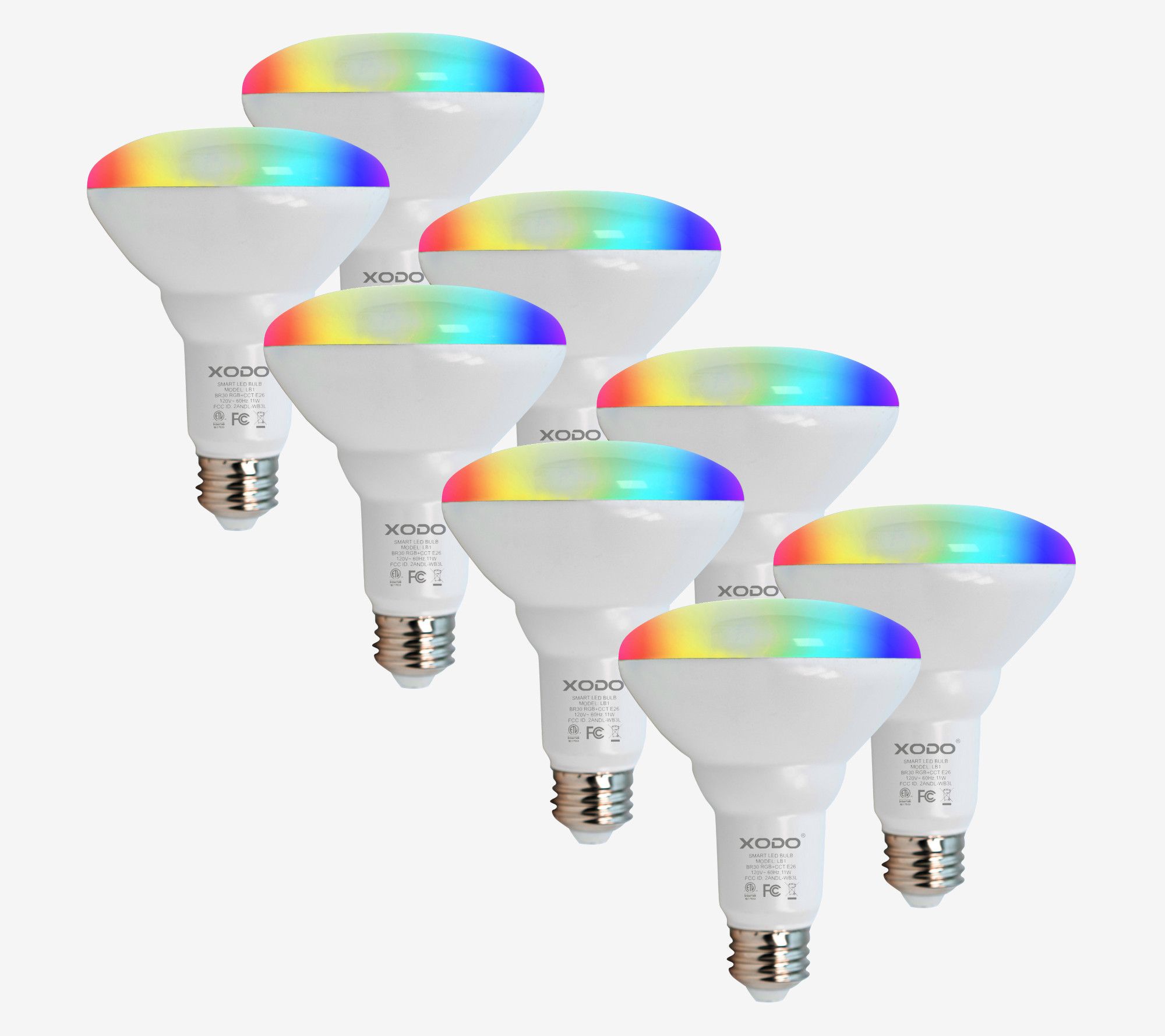 XODO Smart Floodlight LED Bulb 8-Pack Multi-Col or WiFi E26 11