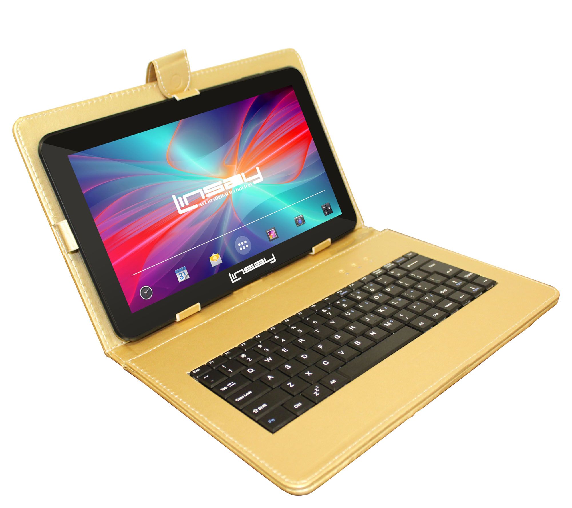 LINSAY 10.1" 16GB Tablet with Leather Case andKeyboard