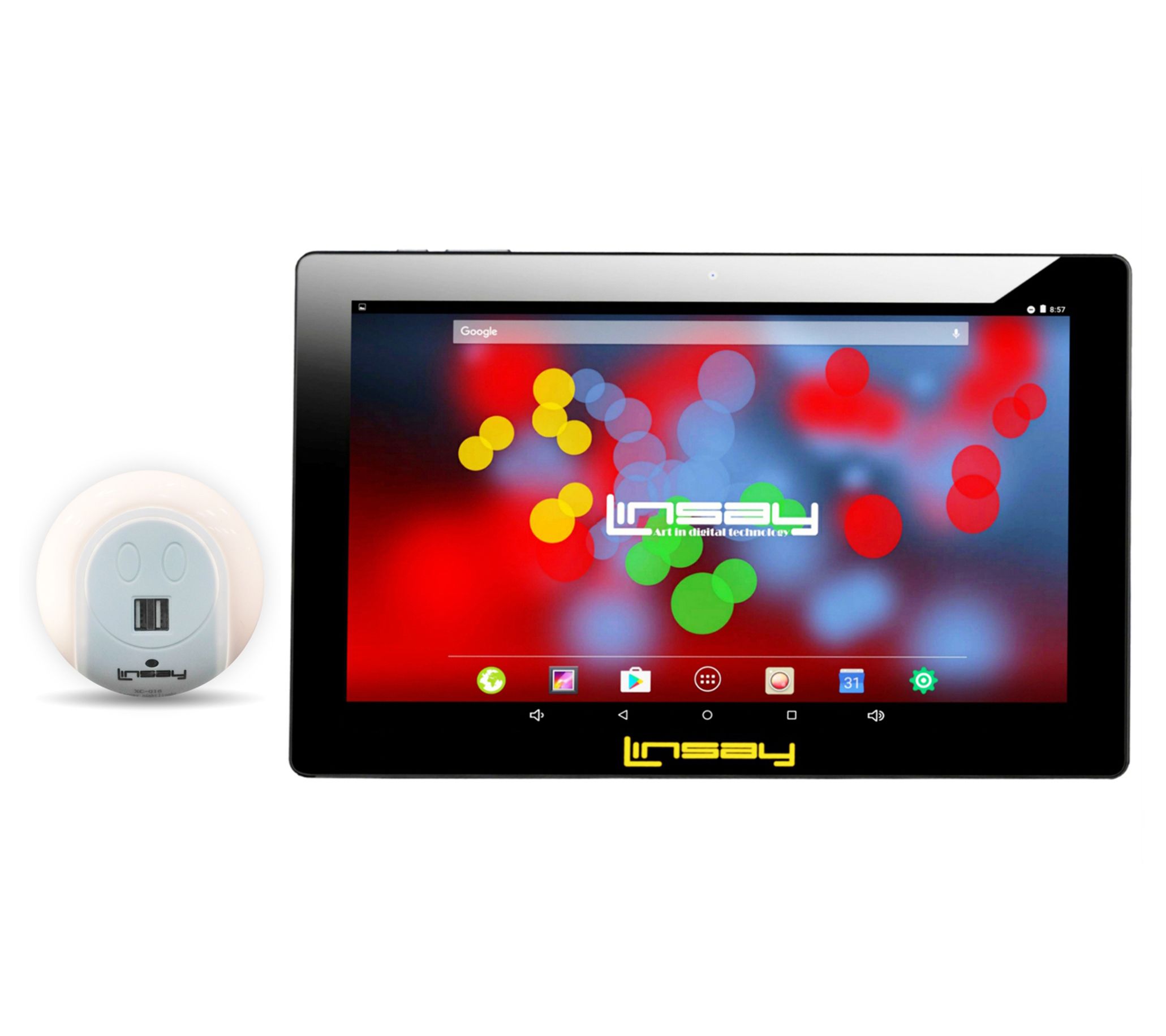 LINSAY 10.1" 32GB IPS Tablet w/ USB Charging St tion