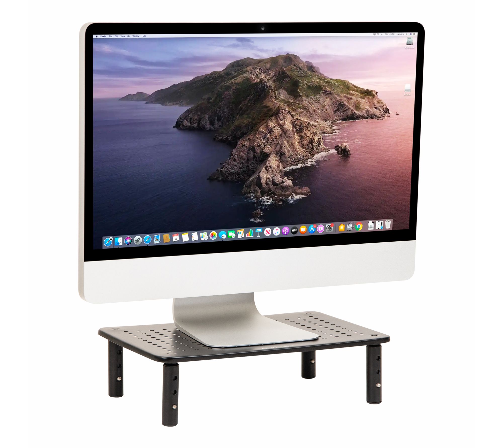 "Mind Reader - Monitor Stand, Height Adjustable, Ventilated Laptop Riser, Office, Metal, 14.5""L x 9.25""W x 4-5.5""H - Black"