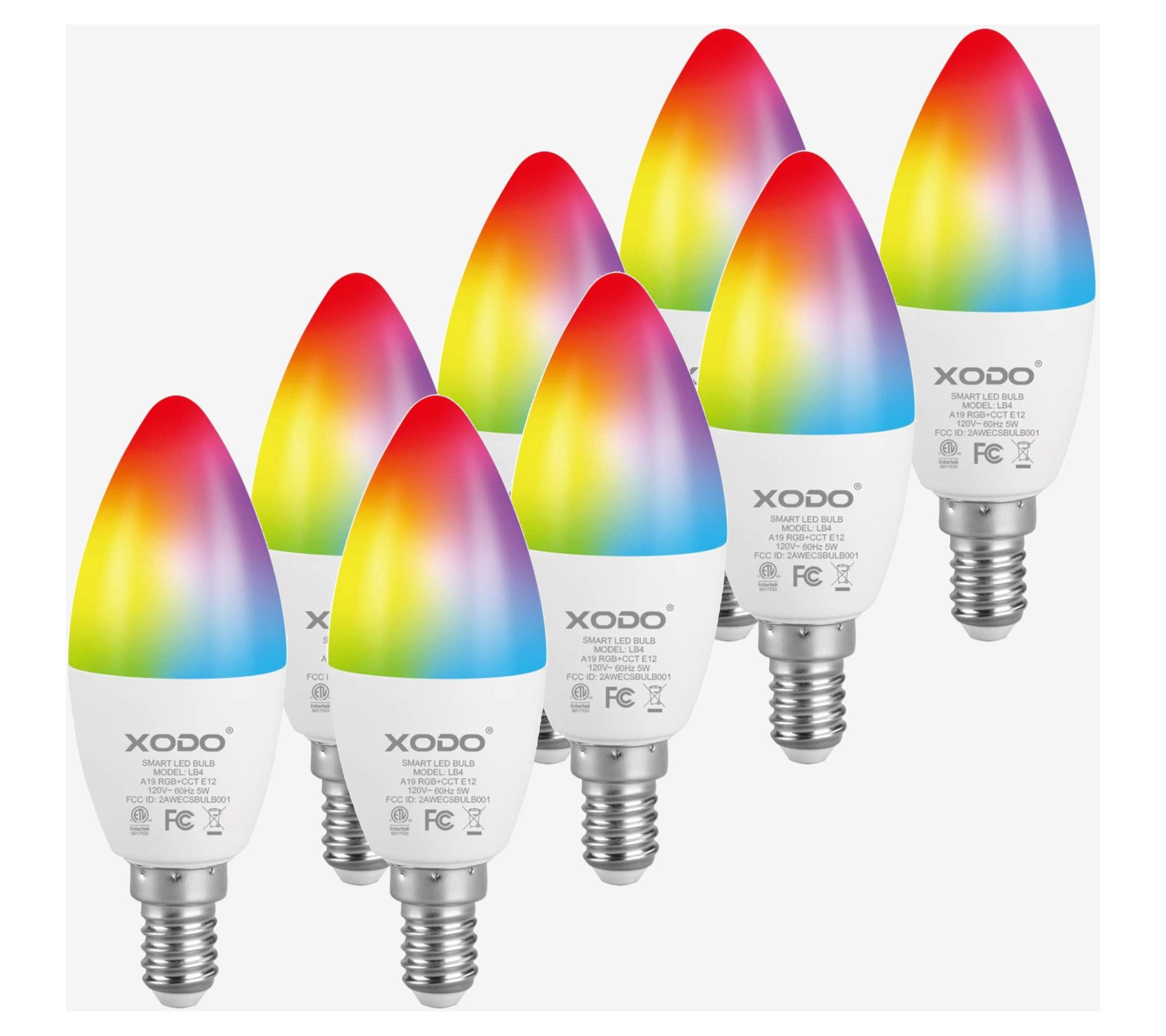 XODO Smart Candelabra LED Bulb 8-Pack Multi-Col or WiFi E12 5W