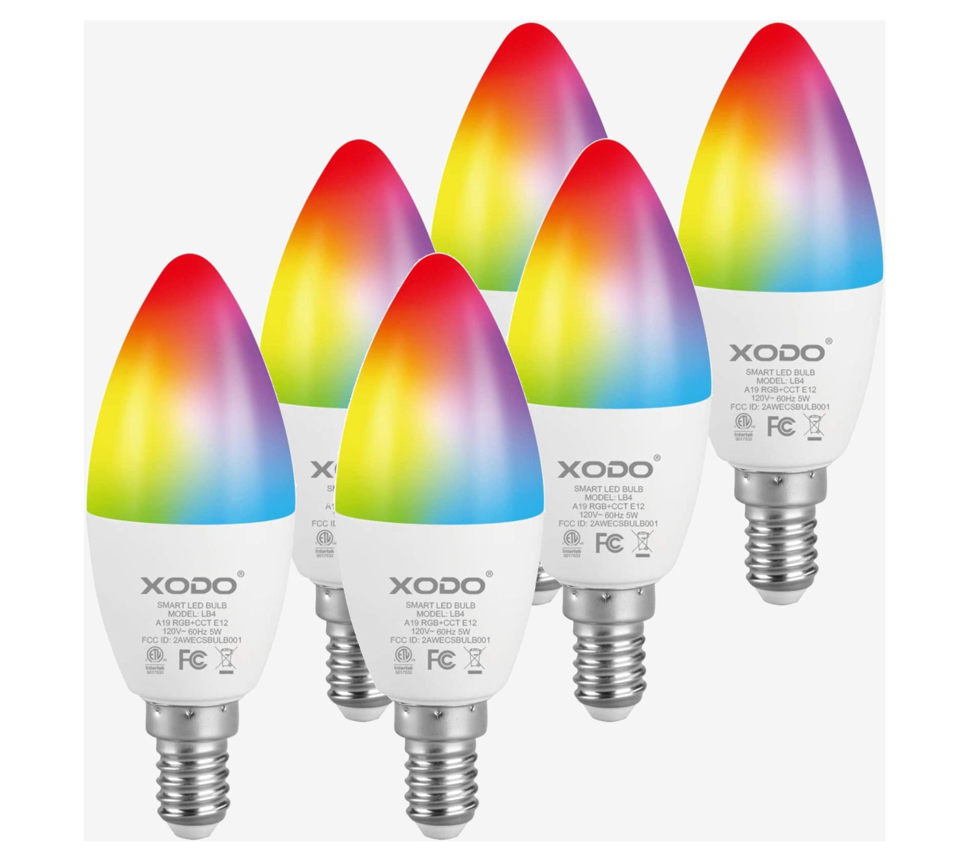 XODO Smart Candelabra LED Bulb 6-Pack Multi-Col or WiFi E12 5W