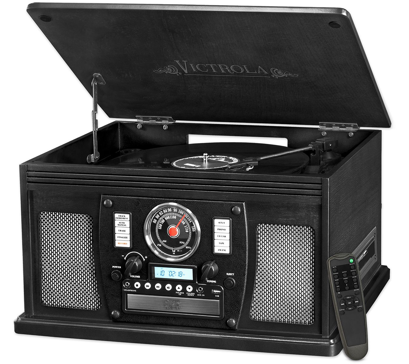 Victrola - Navigator 8-in-1 Classic Bluetooth Record Player with Turntable - Mahogany