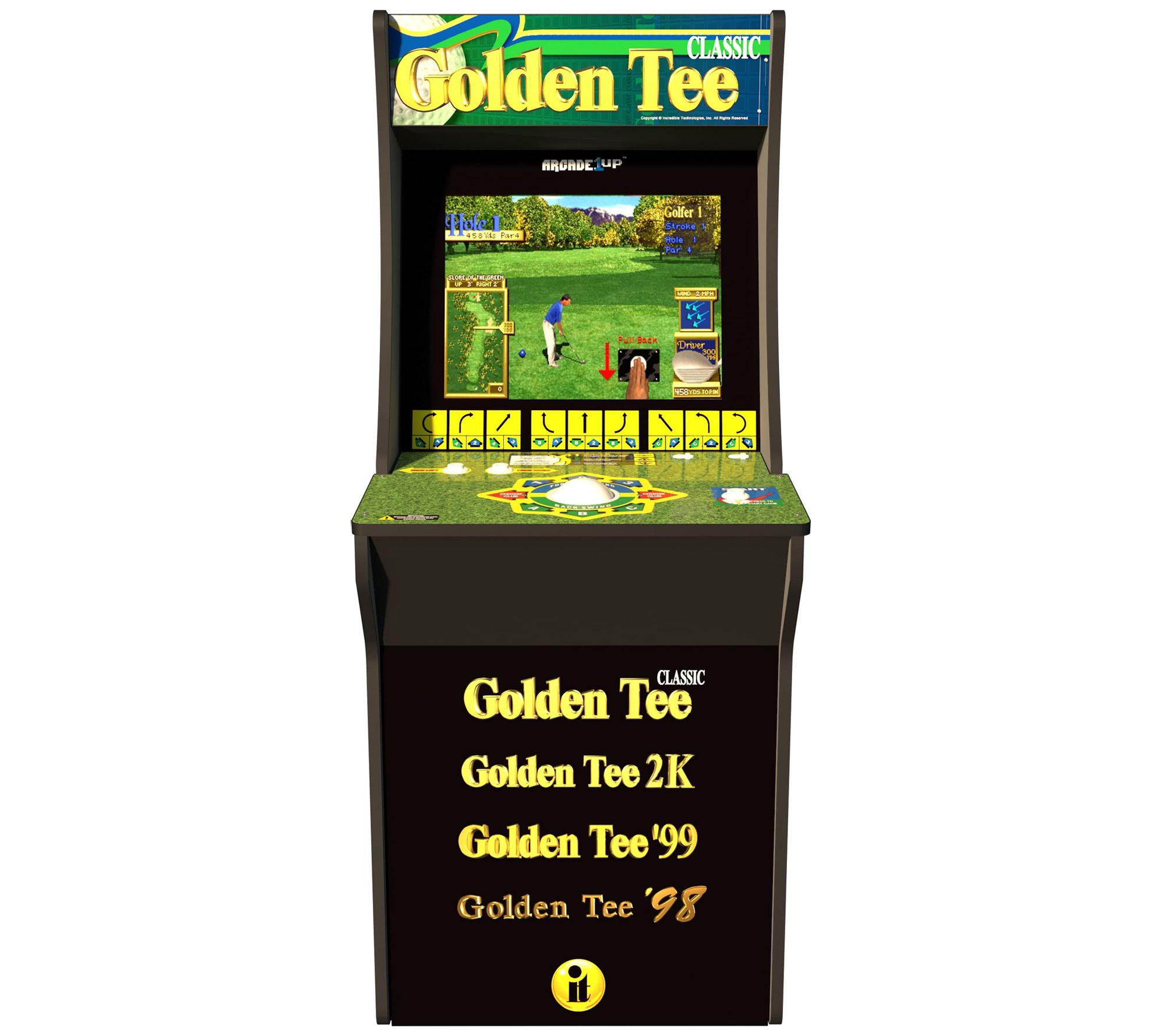 Arcade1up Golden Tee Home Arcade Machine With Riser Qvc Com