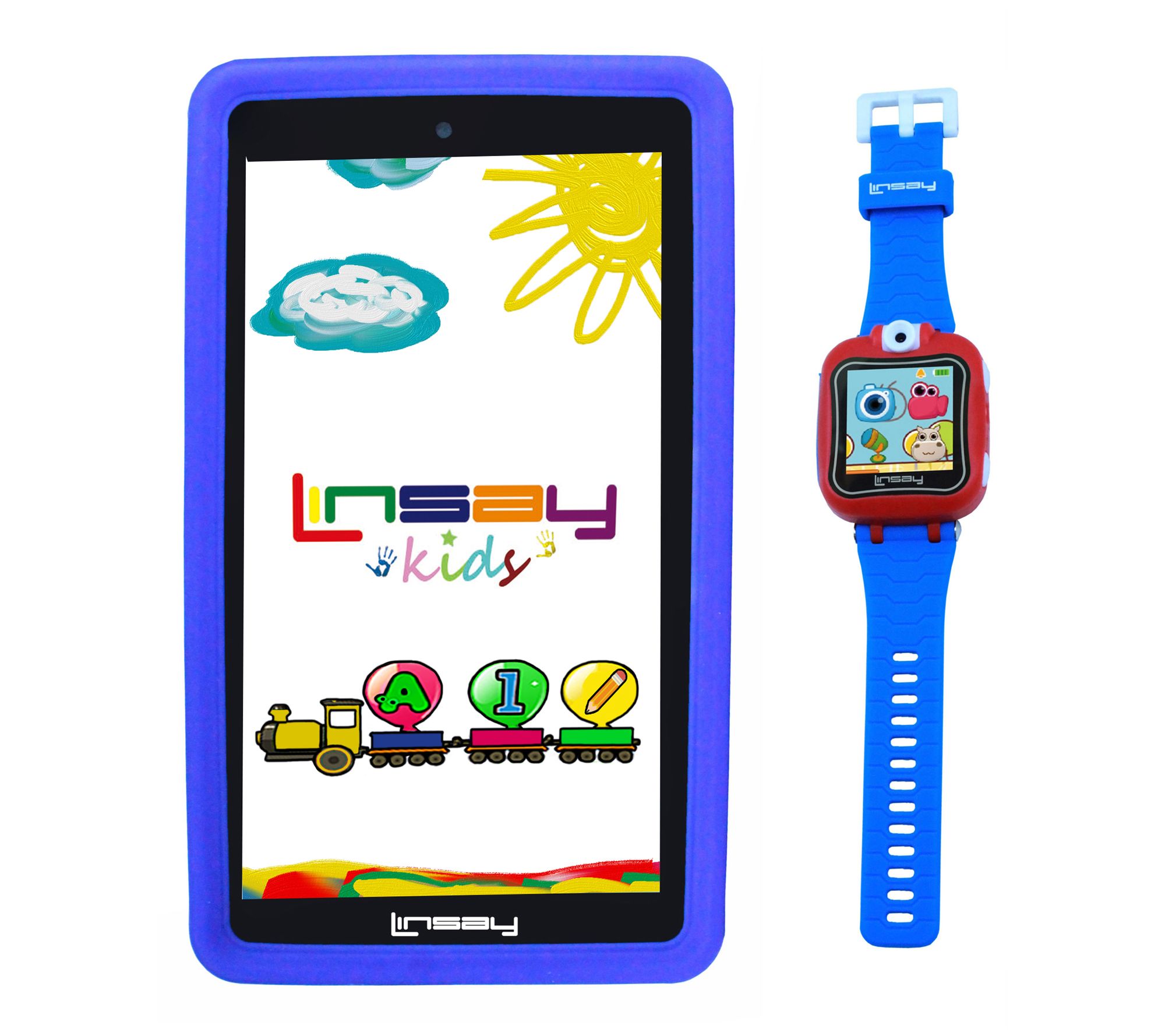 LINSAY 7" 16GB Kids Android Tablet with Kids Smartwatch