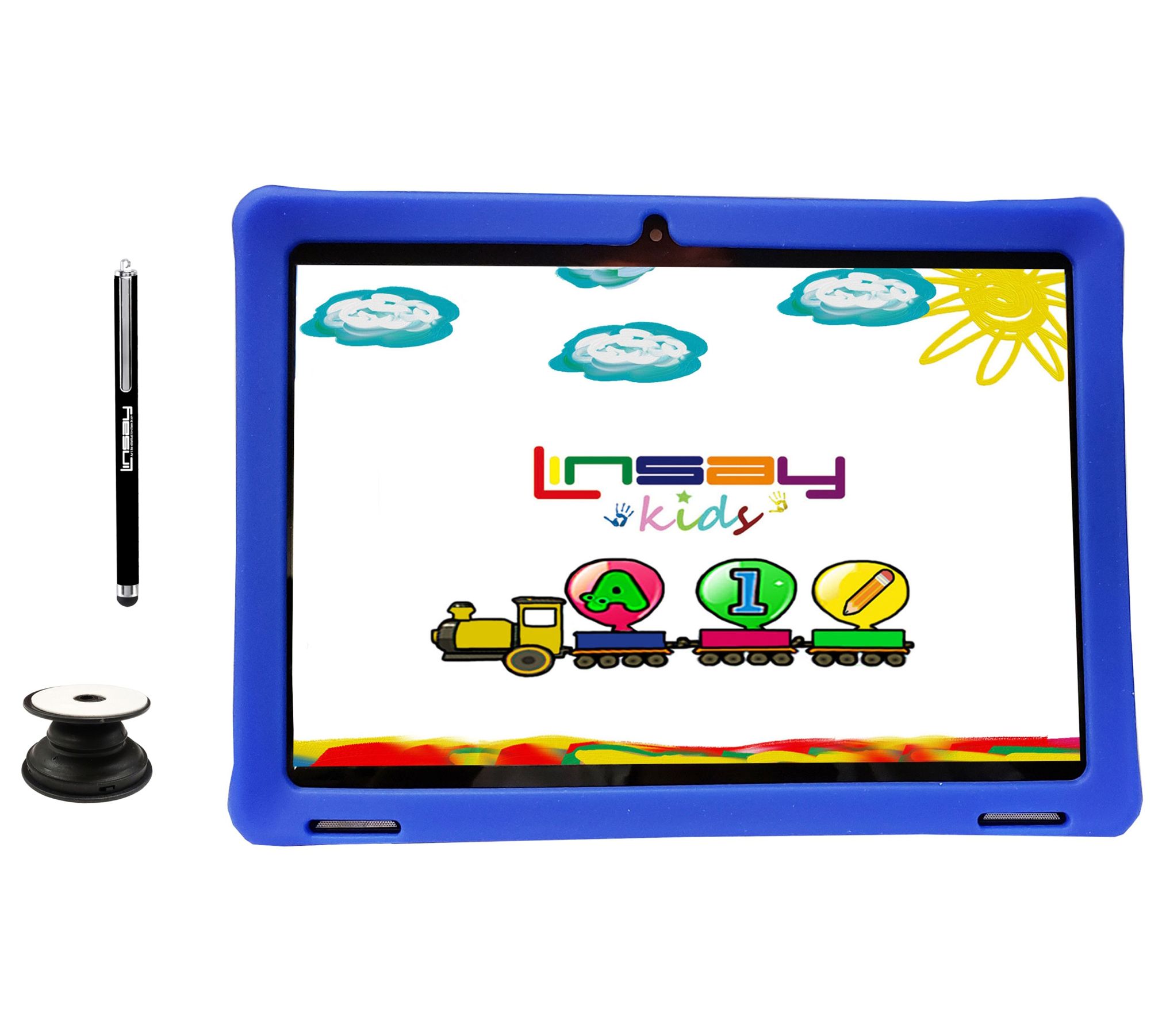 LINSAY 10.1" 32GB IPS Tablet w/ Kids Case, Bag, Holder & Pen