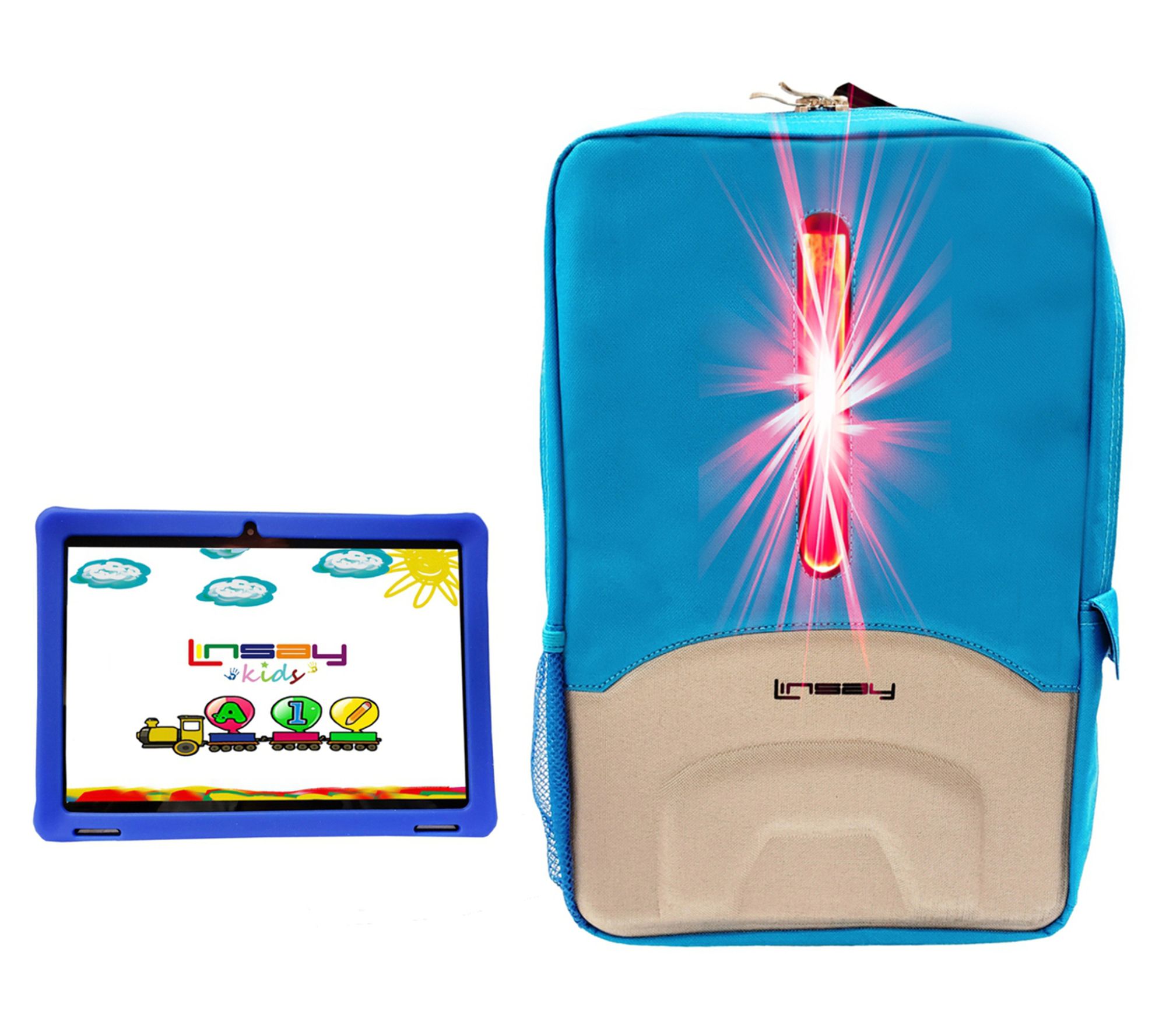 LINSAY 10.1" 32GB IPS Android 12 Tablet w/ Kids Case & Backpack