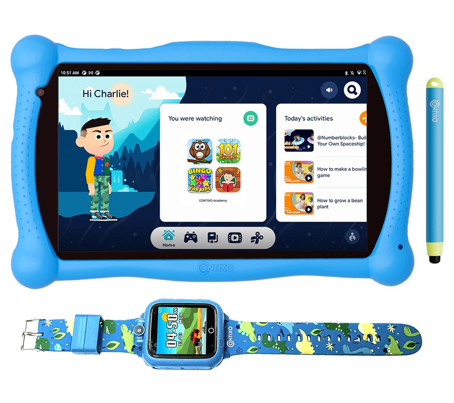 Contixo 7" 16GB Kids Tablet w/ Stylus & Smartwatch