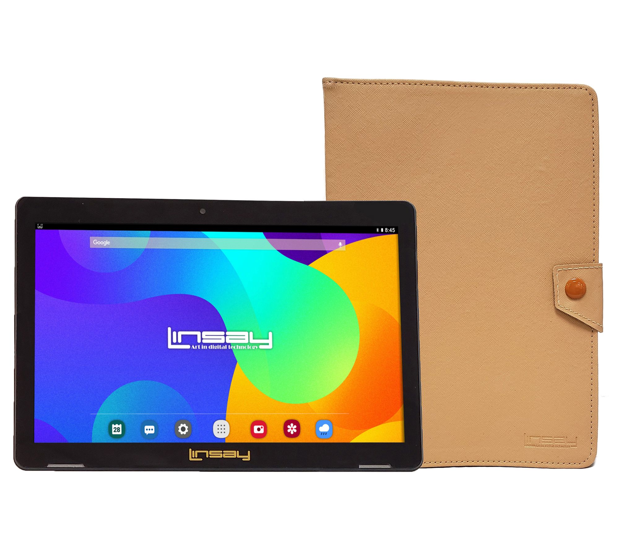 LINSAY 10.1" 32GB Android 12 Tablet w/ Leather ase