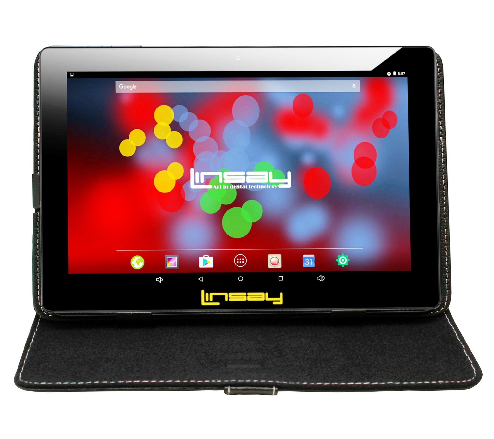 LINSAY 10.1" 32GB IPS Android 12 Tablet w/ Leat er Case