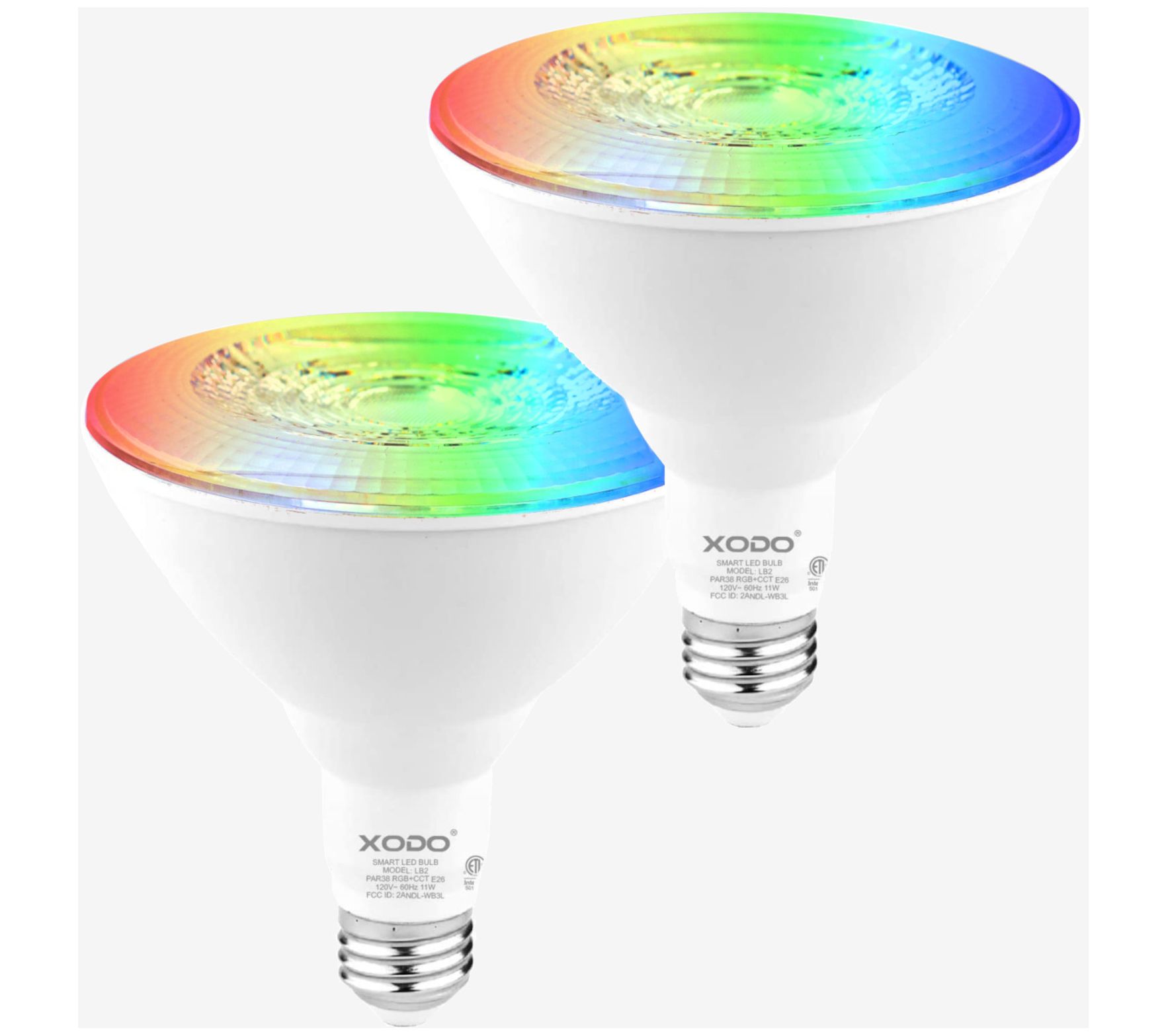 XODO Smart Floodlight LED Bulb 2-Pack Multi-Col or WiFi E26 11