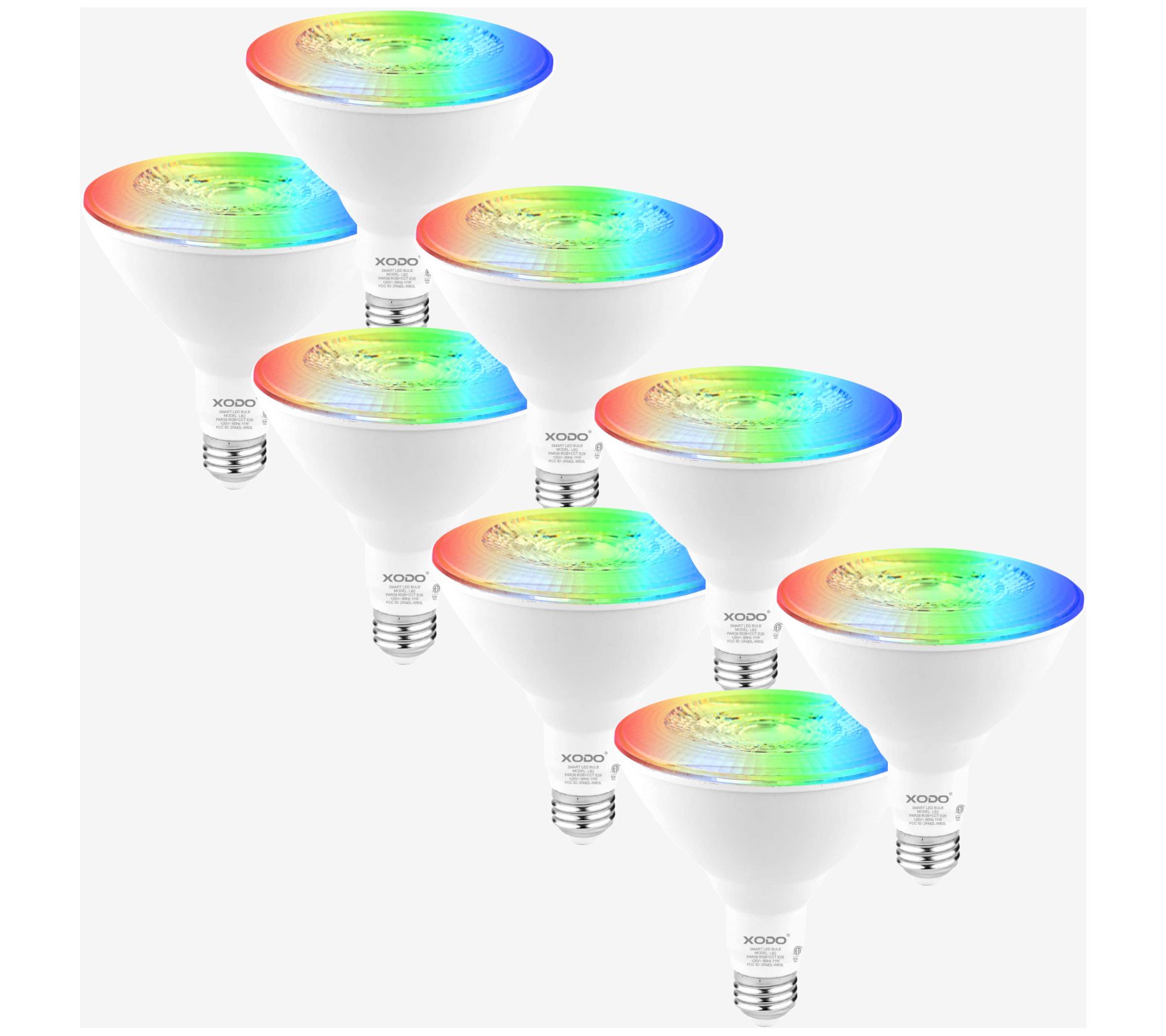 XODO Smart Floodlight LED Bulb 8-Pack Multi-Col or WiFi E26 11W