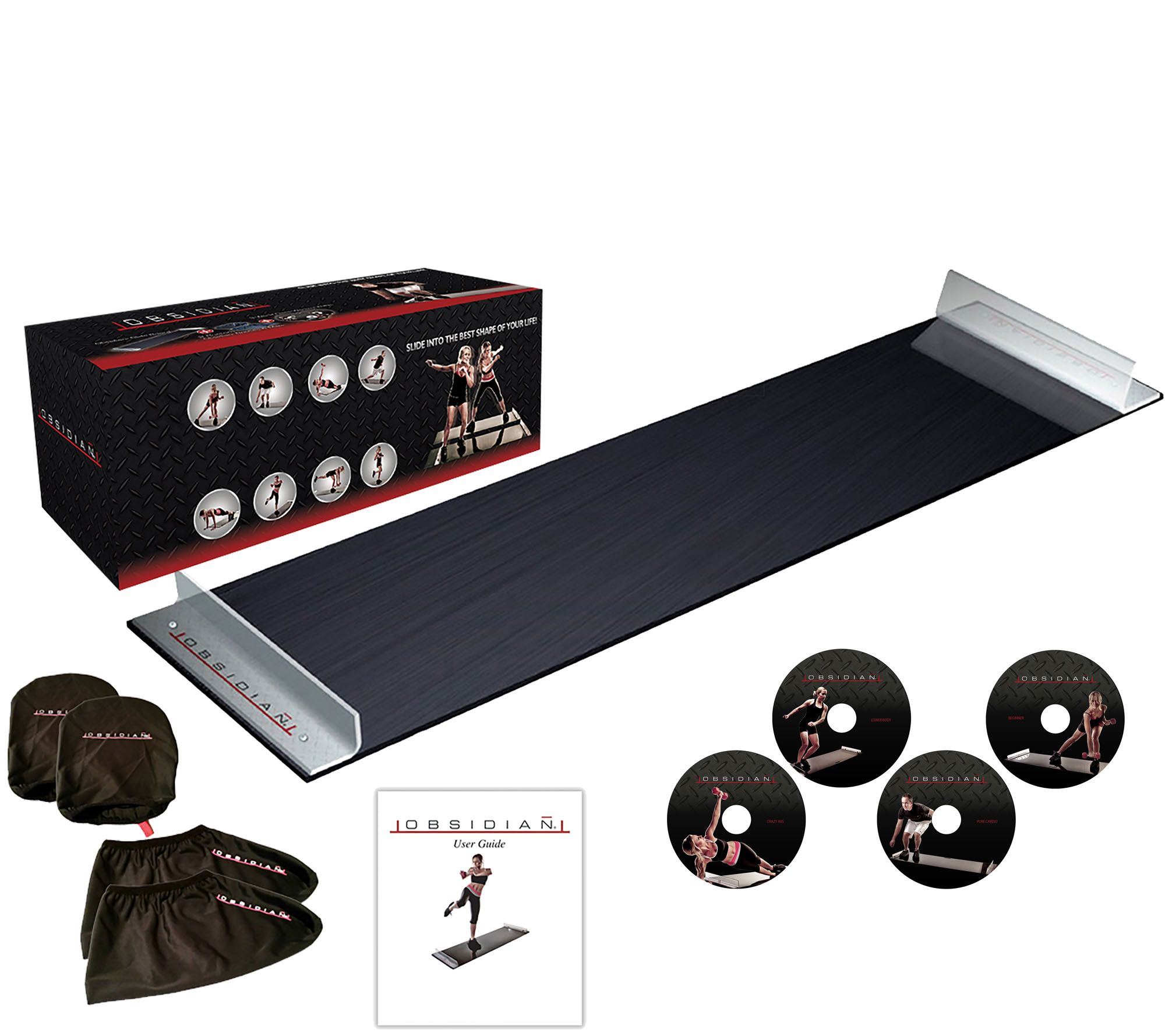 Obsidian 5' Slide Board with 4 DVDs, Booties & Mitts Page 1 —