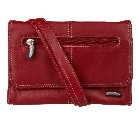 Travelon Leather Tri-fold 4 Compartment Shoulder Bag - Qvc.com