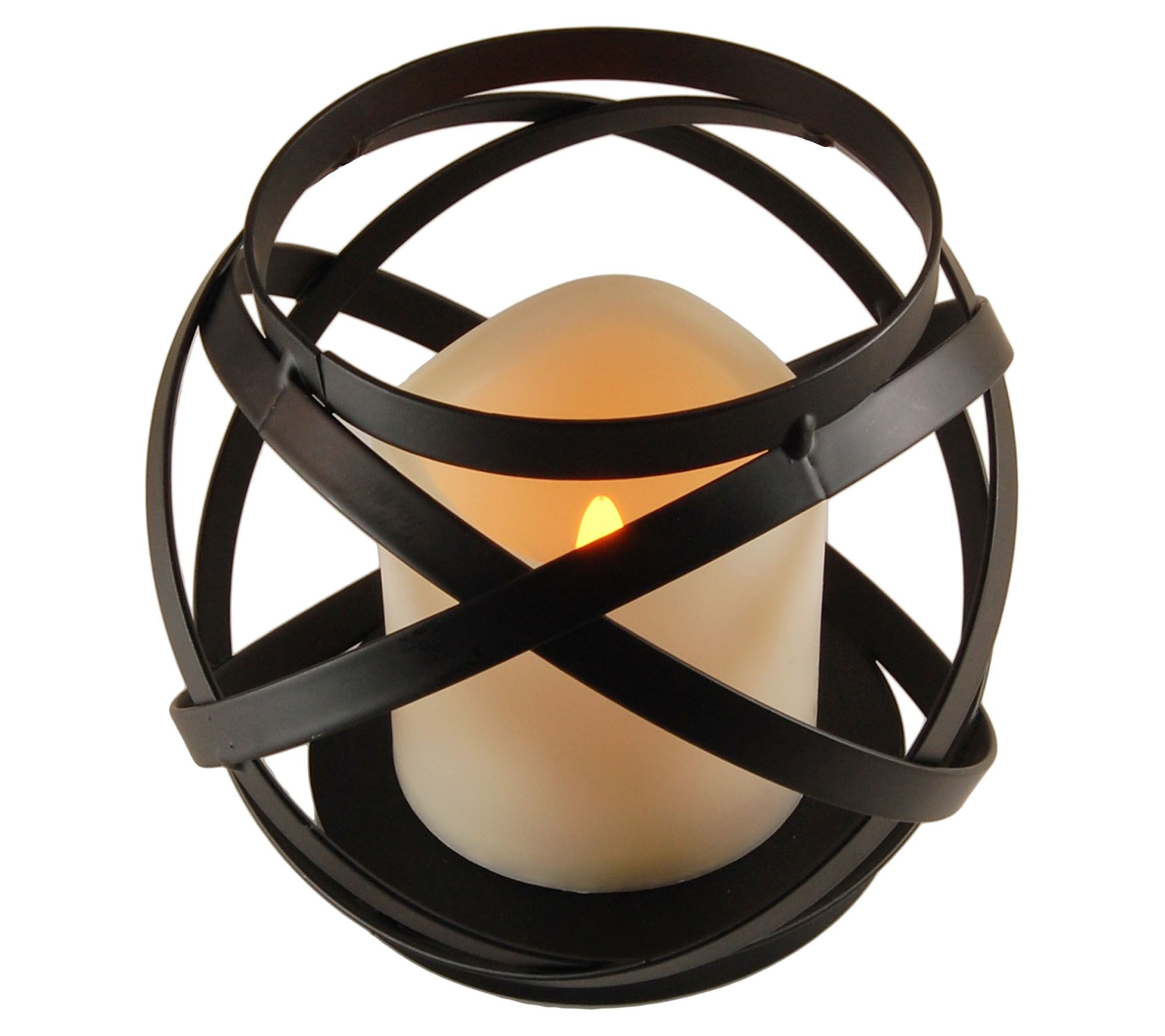 LumaBase Intertwined Metal Lantern with LED Fla meless Candle