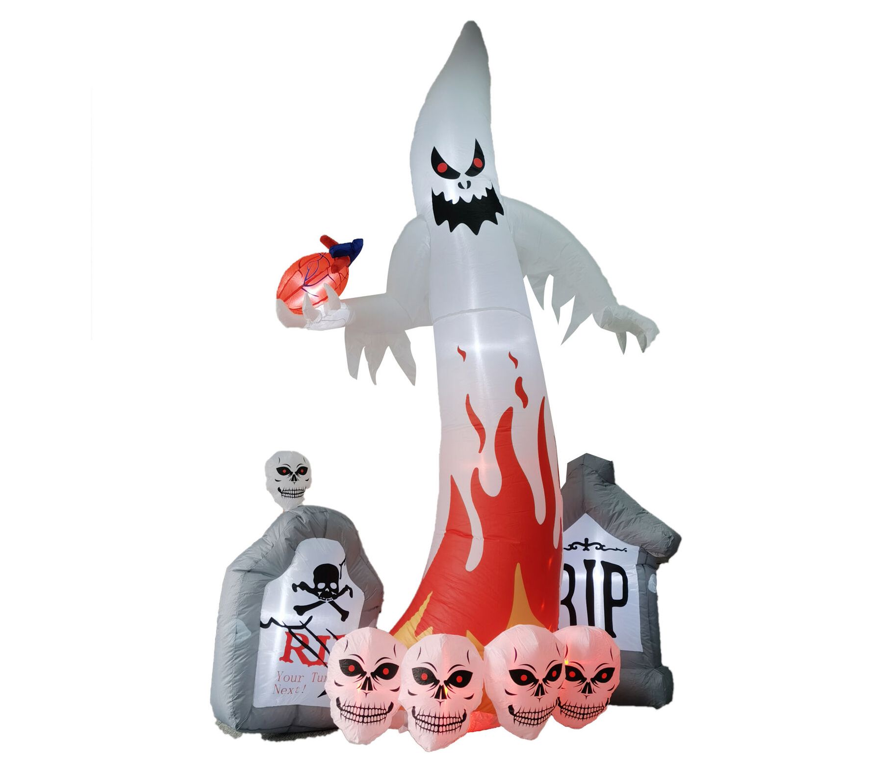 Haunted Hill Farm 9'H Inflatable Pre-Lit Ghost ith Heart